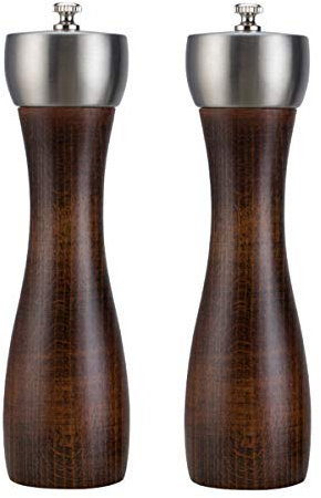 LTLWSH Moulin Sel et Poivre,Ensemble de Moulins à Poivre Bois, Shakers Affûtage en Acier au Carbone Core- Pack de 2,6.4x22cm