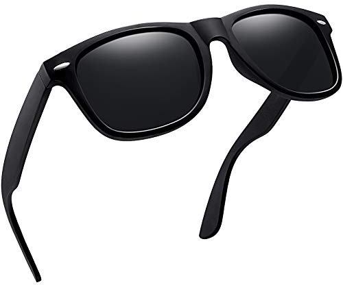 Joopin Occhiali da Sole da Uomo Donna Polarizzati Protezione UV400 Vintage Retrò Quadrati Classici Sunglasses Men Women per Spiaggia Pesca Guida Viaggio (Nero Opaco)