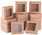 BENECREAT 20 Packungen Quadratische Kraftpapier Schubladenboxen mit Fenster 9 x 9 x 3 cm Papier Geschenkboxen für Party Gegenstände