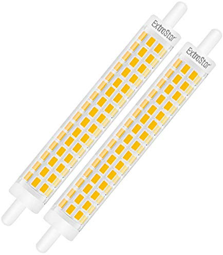 EXTRASTAR Ampoule LED R7s 118mm 8W équivalent à 64W, Lumière Blanc Chaud 3000K, 800LM avec Large Angle de Faisceau 360° Non-Dimmable, Lot de 2