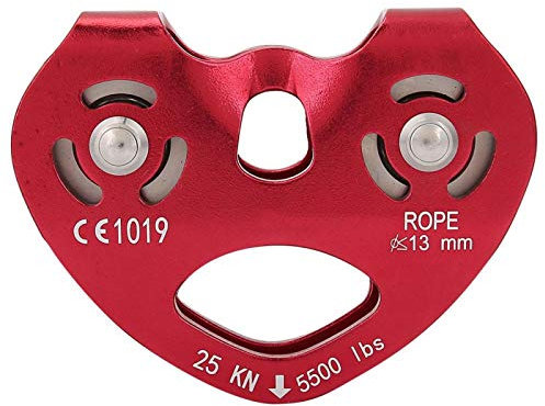 Doppelrolle Strapazierfähige Single Swivel Seilrolle Side Swing Doppelrolle 25KN für Klettern, Tiroler, Rettungshubschrauber, Zipline etc.(red)