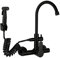 Robinet Mural Cuisine avec Douchette Col de Cygne Robinet Cuisine Noir Robinet Mitigeur Évier avec Pivotant Double Poignée Robinetterie Cuisine Robinet Cuisine Mural Douchette
