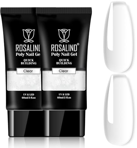 ROSALIND Poly Nail Gel, Acrylgel für Nägel 2pcs Transparent Farben 60ml Poly Nägel Gel, Klar Quick Extension Builder Acrylic Nagelgel Nagelverlängerung Gel Polish Starter Set für Nail Art