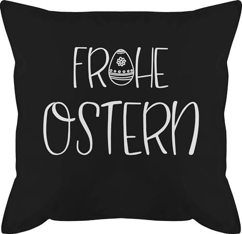 Kissen 50x50 - Osterkissen - Frohe Ostern Osterei I - 50 x 50 cm - Schwarz - polster osterkissenzüge oster ostereier 50×50 ostergeschenke osterhase osterartikel ostermotiv osterüberraschungen