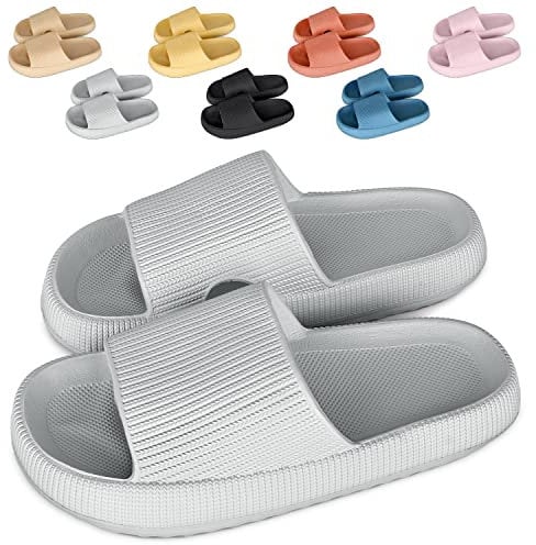 Cozislides Original Cosify Wolken Slipper Cloudyzz Schlappen Super Weiche Airfloppy Hausschuhe Rutschfeste Pantoletten Unisex Badelatschen Offener Zehentranner Sommer Flip Flops grey 38/39