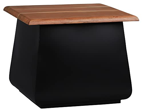 WOMO-DESIGN Beistelltisch Sheffield 50x40x50cm rechteckig Schwarz-Natur Akazienholz Metall Unikat Handgefertigt Massivholz Möbel Wohnzimmertisch Couchtisch Sofatisch Kaffeetisch Dekotisch Blumenhocker