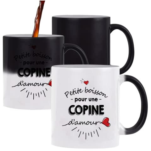 Planetee Mug magique Petite Boisson d'une Copine d'amour | Idée Tasse Cadeau Couple Saint Valentin Femme Anniversaire Noël