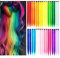 Vebetter Farbiger Haarverlängerung Clips, 24PCS Bunt Haarverlängerungs Clip Regenbogen Farbe Gerade Synthetisch Haarteil Party Highlights Bunte Clip in Haarverlängerungen für Frauen, Mädchen, Kinder.