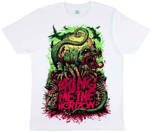 Bring Me The Horizon T Shirt Dinosaur Band Logo Official Mens White