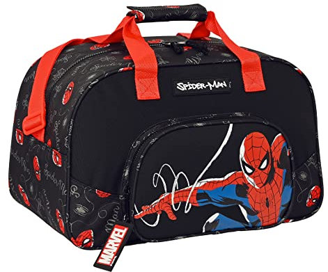 Safta SPIDERMAN Hero - Bolsa de Deporte, Mochila, Ideal para Niños de Diferentes Edades, Cómoda y Versátil, Calidad y Resistencia, 40x23x24 cm, Color Negro