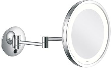 ALISEO LED City Light - Spiegel am Doppelschwenk-Arm - Wartungsfreies SMD-LED-Licht - Zur Wandmontage, rund ø 250 mm, Chrom