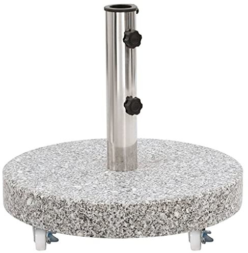 puraday Base de sombrilla Redonda de Granito Gris 30 kg Soporte Sombrilla Base Sombrilla Pie Sombrilla Terraza Exterior Base Parasol con 4 Ruedas Moverse Fácilmente para Terrazas De Jardín