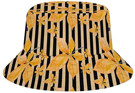 QQIAEJIA Herbst Ahornblätter Herbst Fischerhut Unisex Fischerhut Sonnenhüte Mode Sommer Strand verstaubare Outdoor Cap, Herbst-Ahornblätter, Herbst-9, One size