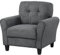 RELAX4LIFE Single Armchair, Comfy Linen Fabric Accent Chair with Removable Back Cushion, Upholstered Occasional Sofa Lounge Chair for Living Room Bedroom Reception (Grey)
