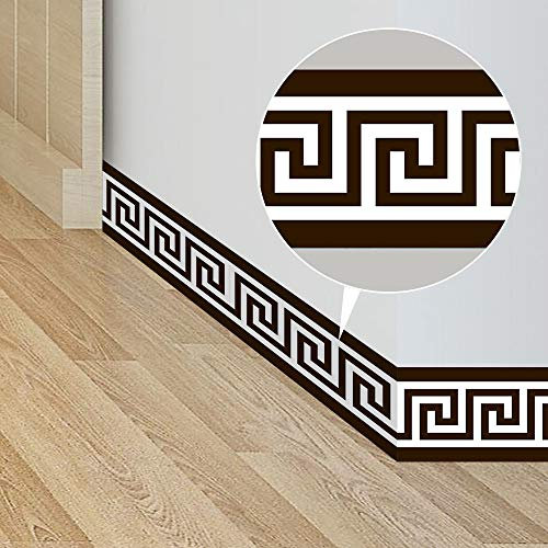 neukids 2 Rolls Wallpaper Borders Self Adhesive, Brushed Black and White Wallpaper Borders,Greek Geometry Style Baseboard,Living Room Bedroom Bathroom Kitchen Decoration Ceiling Border