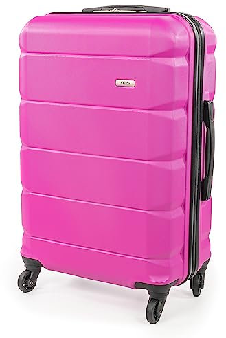 A2B Exodus AB001 Valise rigide avec 4 roulettes pivotantes en ABS, rose, M, Lot de 3 valises