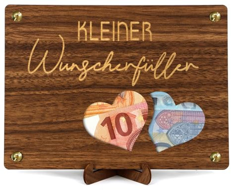 Giftota Wunscherfüller Geldgeschenk, Geldgeschenk aus Holz zum Geburtstag Hochzeit, Geldgeschenke Verpackung Mit Grußkarten