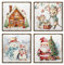 ARTFAVES® Schilder Set - Weihnachten Aquarell Kinder | Weihnachtsdeko Kinder Shabby Chic Vintage Holzbilder Collage Wandbilder | Größe: 19 x 19 cm