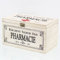 FRANK FLECHTWAREN Dekobox mit Aufdruck, Holz, Metallverschluss Maße: 23 x 13 x 13 cm Box, Pharmacie Aufdruck, nostalgisch, praktisch
