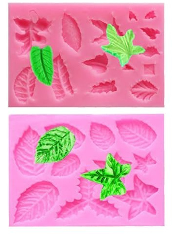 2Pcs Silicone Moulds Cake Mould Leaf Moulds Silicone Leaves Modeling Leaf Mould Silicone Mold Various Themes That Can Be Used for Fondant Cake Decoration or Lollipop Chocolate Decoration