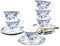 TATSUMI Country Roses Teetassen und Untertassen-Set aus Knochenporzellan, englische Vintage-Teetassen mit 6 Stück, für Frauen und Teeparty-Sets