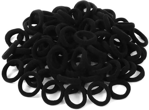 Hanyousheng 100 Pieces Small Elastic Hair Bobbles, Baby Hair Bands, Mini Seamless Girls Hairbands Hair Ties, Ponytail Holders, Hair Accessories for Girls Kids Baby(Black)