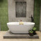 BADLAND Freistehende Badewanne Exclusive Acryl ASGER 170x75 Acryl mit Bambus Ablage und Ablauf Klick-Klack