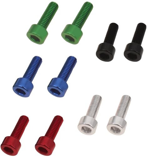 HAJXZH 10PCS Aluminum Alloy Water Bottle Cage Hex Bolts 5 Colors M5*15mm Bicycle Water Bottle Holder Screws for Most Bicycle Water Bottle Cage
