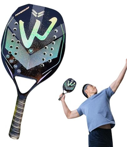 Rurunklee Raqueta de playa, raqueta de pádel de tenis, raqueta de tenis de fibra de carbono – Pala de pádel de espuma, incluye bolsa de transporte, accesorios de playa para pelotas de playa para