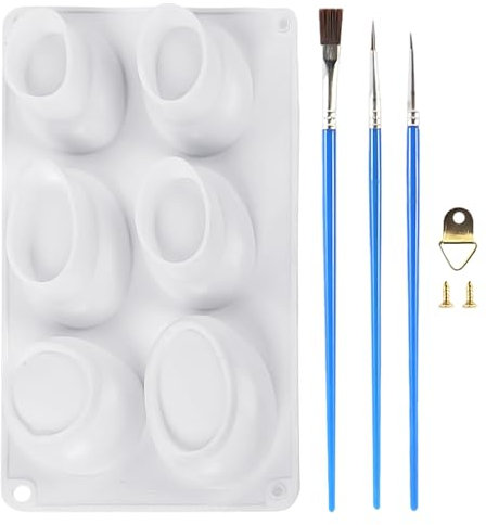 HDGSAFD Stampo in Silicone a 6 Fori per Calcestruzzo, Pietra per Irrigazione, Decorazione Fai Da Te, Candele e Sapone - Con 3 Matite a Olio