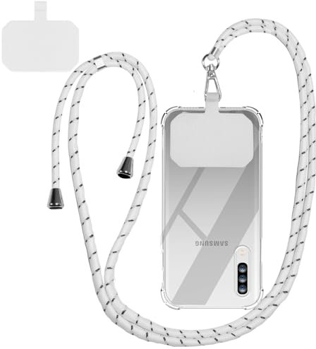 Timpano Handykette kompatibel mit Samsung Galaxy A50 Hülle mit Band, mit Abnehmbar Kordel zum Umhängen Stossfest Bumper Handy Schutzhülle Case, Anti-Fingerabdruck Fallschutz Schutzhülle(klar)