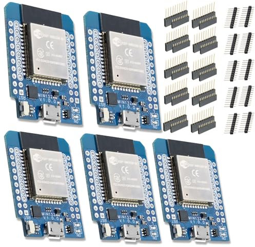 QIQIAZI ESP NodeMCU Entwicklungsboard,5 Stücke ESP LIVE MINI KIT Modul ESP NodeMCU Modul mit CP2104 Chip WiFi + Bluetooth Dual-Core ESP Kompatibel mit Arduino