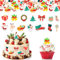 GoldRock Essbare Tortendeko Weihnachten, 60 Stück Weihnachts Esspapier Tortendeko Weihnachten Essbar Cupcake Topper,Weihnachtsmann Muffin Deko,Kuchen Deko Weihnachten,Tortendeko Essbar für Weihnachten