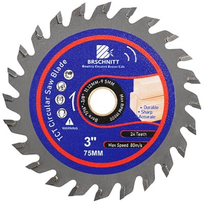 Wood Cutting Circular Saw Blade - BRSCHNITT TCT Circular Cutting Blade 3(75mm) 24T Cut Off Wheel for Wood Plastic arbor 11.12/9.5mm