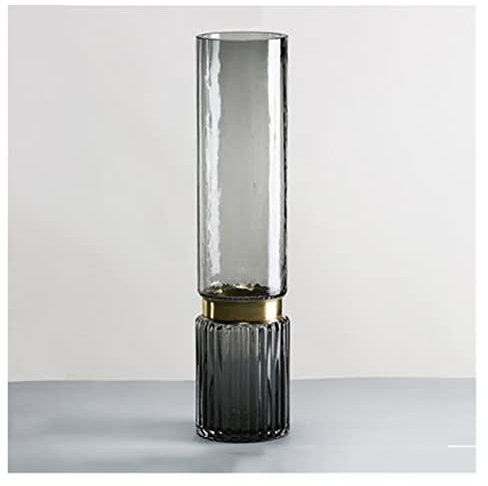 Blumenvase Nordic Hydrokultur Kupfer Transparent Glas Vase Dekoration Wohnzimmer Hause Dekoration Zubehör Desktop Glas Container Vase für Blumenarrangement(Groß)