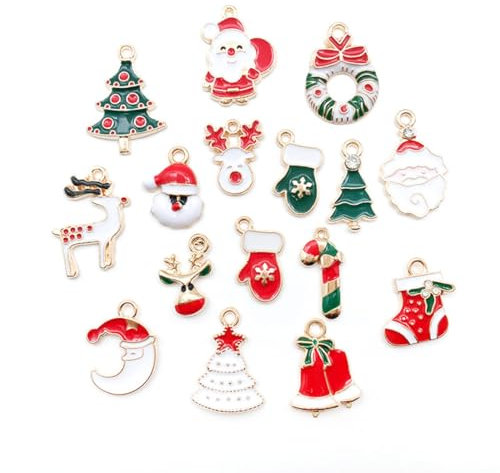 JEYORZY Decoración Navideña Colgante, 20 Mini Colgantes Resina Navidad, Colgantes de Árbol Navidad, Mini Adornos de Resina con Papá Noel, Muñeco de Nieve y Reno para Árbol de Navidad, para en Navidad