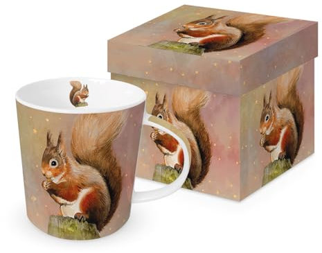 PPD Tasse Eichhörnchen mit Sternen aus Porzellan, 0,4L x H10,5cm, Motivtasse für den gedeckten Tisch und als Geschenk