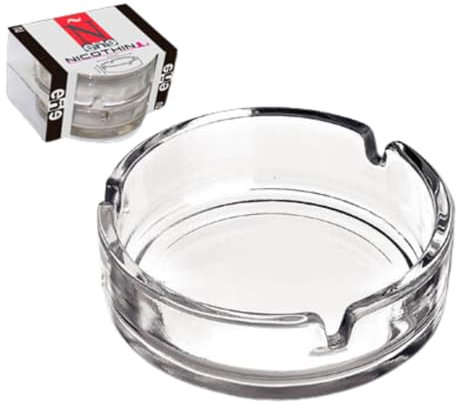 PROMO-SHOP - Pack de 2 Ceniceros de Vidrio, Cenicero de Cristal, Interior o Exterior, Aptos para Lavavajillas, Apilable, 10,5 x 3,6 cm, Fabricación Nacional (Sin personalizar)