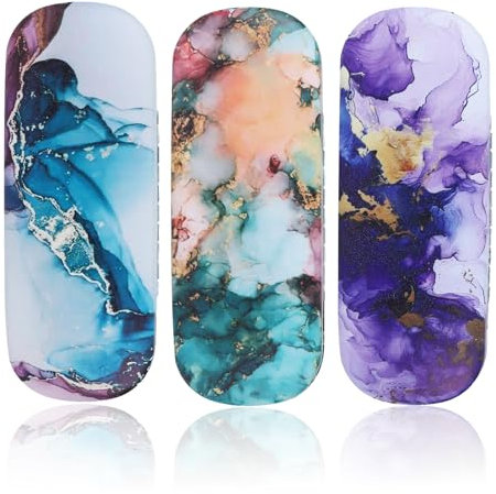 YiliYa 3 custodie per occhiali, custodia rigida, custodia per occhiali, misura grande, portatile, per occhiali da sole da donna, multicolore, Taglia unica