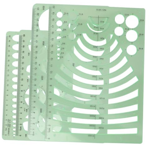 KOCKSHION Vorlagen Für Geometrische Zeichenlineale Bruchmesswerkzeuge Lineale Aus Pet-Kunststoff