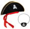 SOPSTUO Pirate Accessories, Pirate Hat Kids Adult, Skull Print Captain Costume Cap with Eye Patch for Funny Party Caribbean Fancy Dress