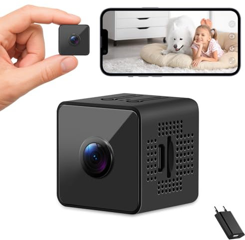Mini Cámara Espía, 1080P HD Cámara Inalámbrica WiFi para Interiores,Cámaras De Vigilancia con Visión Nocturna Automática, Detección de Movimiento y Control por App para Hogar/área de la Oficina