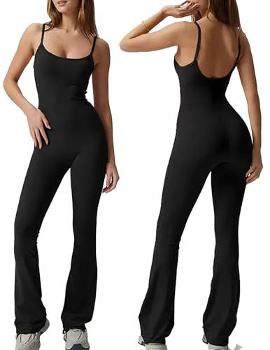 Btofellin - Mono para mujer Adherent Sexy Elegant Sporty Jumpsuit ropa deportiva sin costuras, ropa de gimnasia y yoga, traje de trabajo, Negro , L