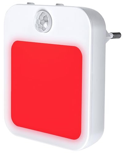 Toys4Boys Veilleuse LED Rouge avec Détecteur de Mouvement – Lampe de Nuit Enfant Adulte à Brancher – Lumière Rouge pour Sommeil – Intensité Réglable – Lampe de Chevet LED 230V pour Chambre, Couloir, E