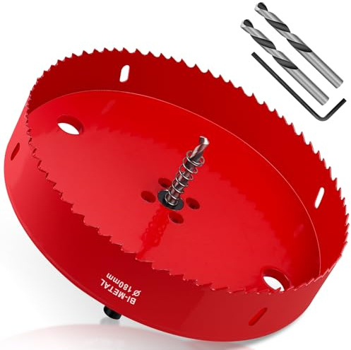 Yeepeo Hole Saw 180 mm, Universal HSS M42 Bi-Metal Hole Saws, Circular Saw with Hex Shank and Drill Bit Set Drill Bit for Wood, Drywall, Plastics, 1 Piece Red