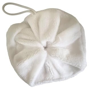 Fleur de douche éponge bambou Blanche ultra douce- certifiée OEKO-TEX- éco-responsable, économique - diamètre 18 centimètre