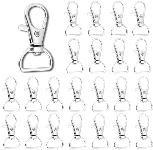 23 PCS Fermoirs Mousquetons Pivotants,Porte-clés Rotatif, Fermoirs Mousqueton Pour DIY, Accroche Porte Clé, Mousqueton Sac à Main, Attache Porte Clé, Crochet Porte Clef, Lot Porte Clé