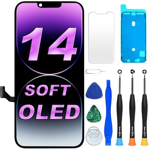 DIGI4U Soft OLED for iPhone 14 Screen Replacement, 6.1'' COP Display NOT LCD, 1:1 Window & Resolution & Thickness, Temp Control, with Repair Kit for iPhone 14 Screen Replacement