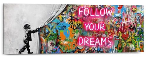REINDERS Wandbild, Graffiti follow your dreams, Hobbyraum, MDF, 30 x 90