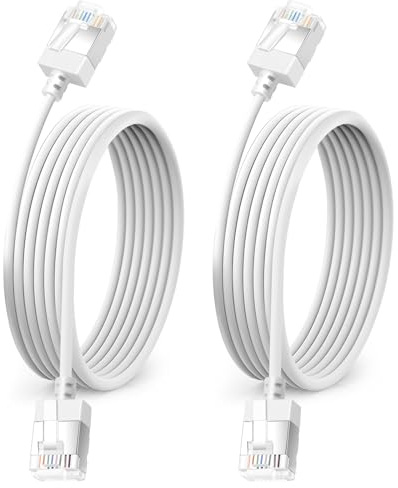 Dutevolns 2Pack Ultra Thin Cat 6A Ethernet Cable 8M, Flexible & Slim Rj45 Cat6a LAN Cord Gigabit Applicable for Pc, Router, Windows (White)
